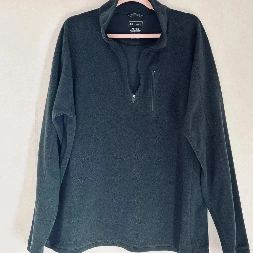 L.L. Bean Men's Black 1/4 Zip Fleece Sweater